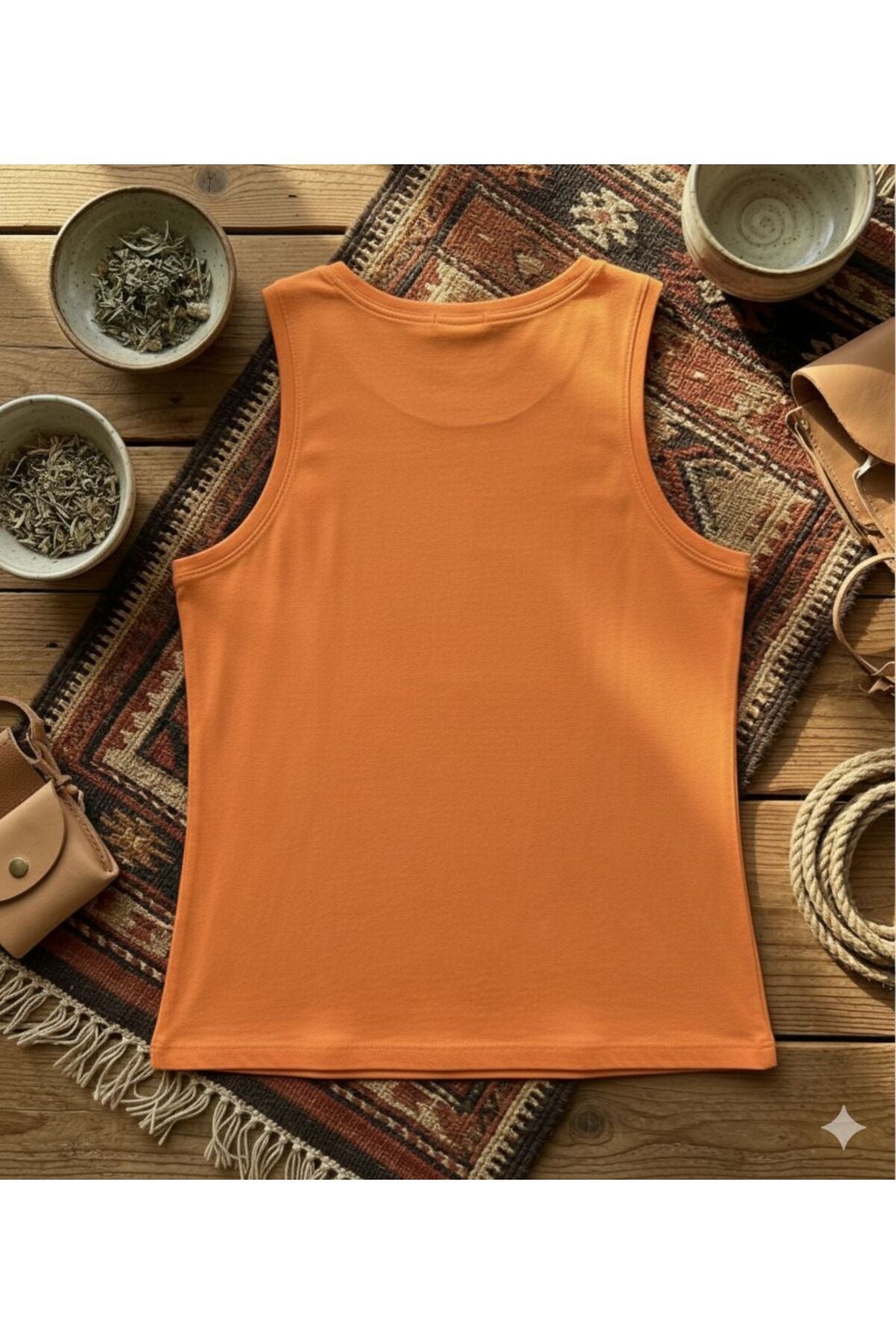 Etnik Desen Baskılı Kadın Omuzu Açık Kolsuz Askılı Tshirt