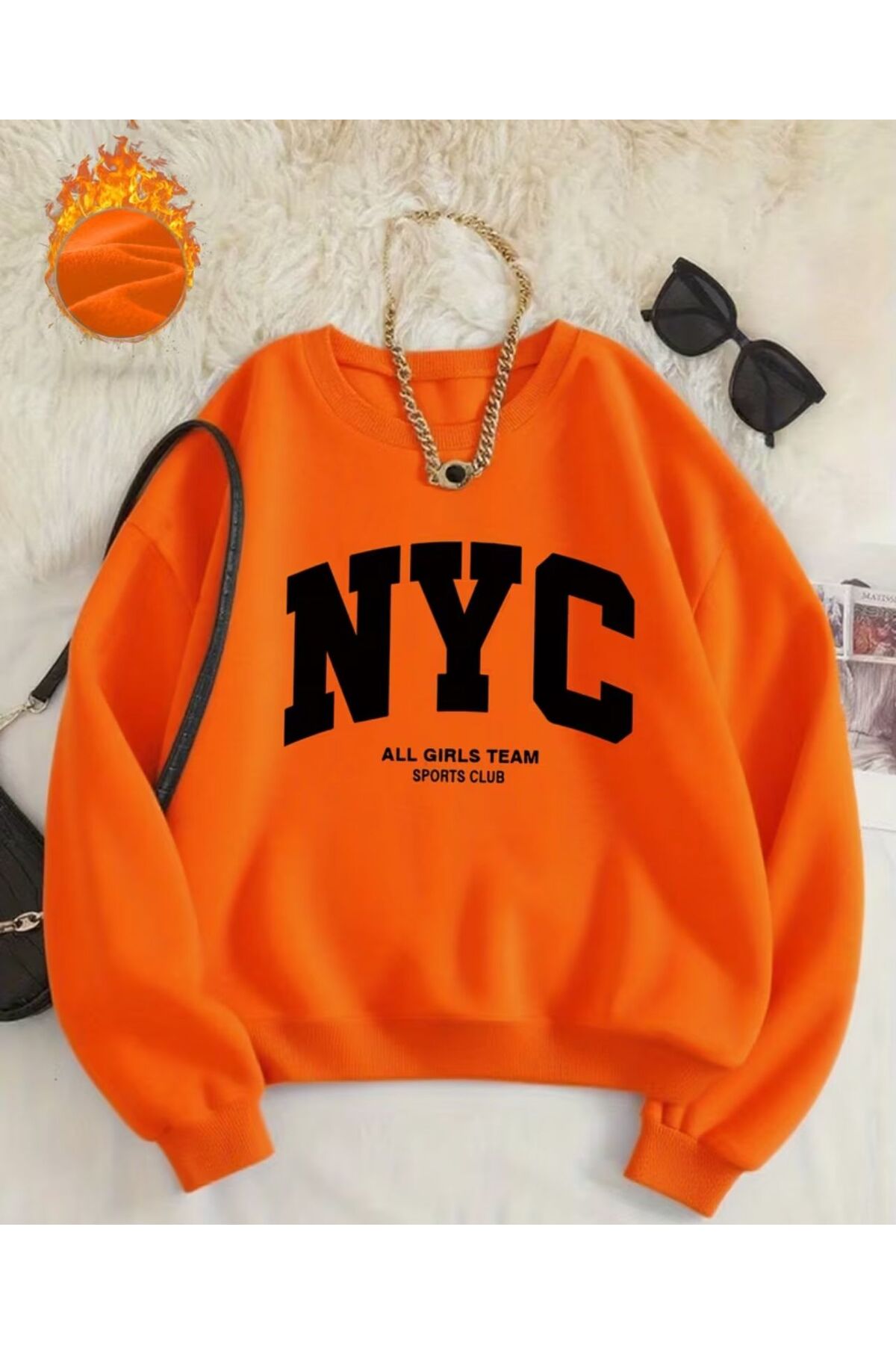 NYC ALL GİRLS TEAM BASKILI SWEATSHİRT