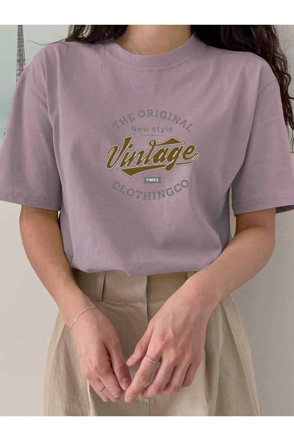 Vintage Baskılı Pamuklu Kısa Kol (Oversize) Tshirt