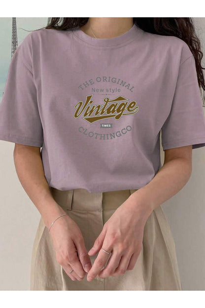 Vintage Baskılı Pamuklu Kısa Kol (Oversize) Tshirt