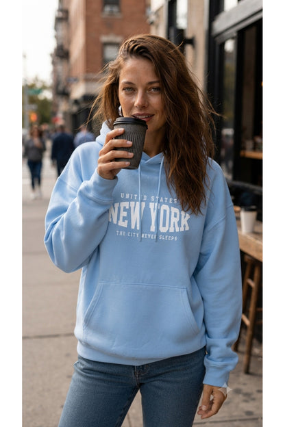 NEW YORK The City Never Sleeps (Kapşonlu 3 İplik Sweatshirt) Unisex