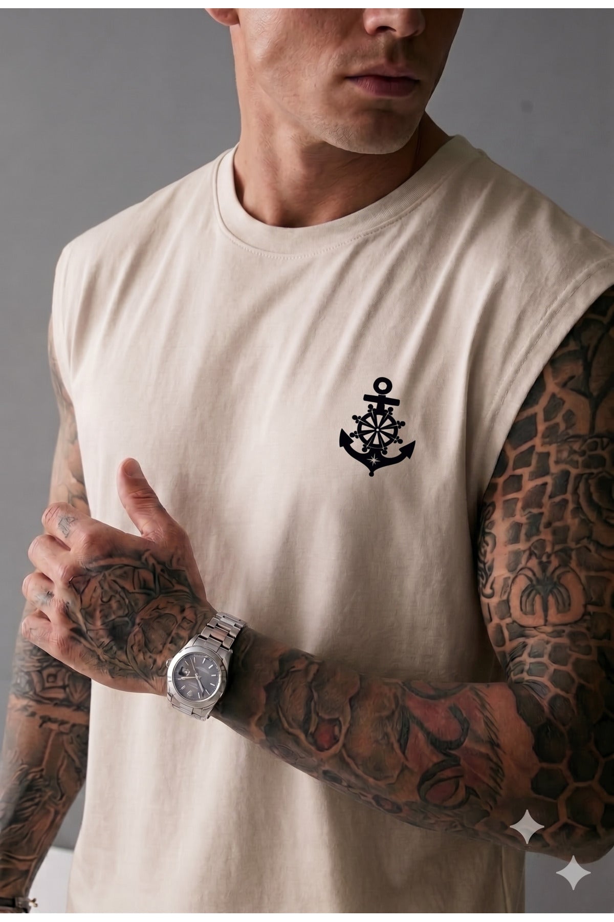 GEMİ ÇAPASI Baskılı Erkek (Sıfır Kol) Sporcu Kolsuz Atlet Tshirt