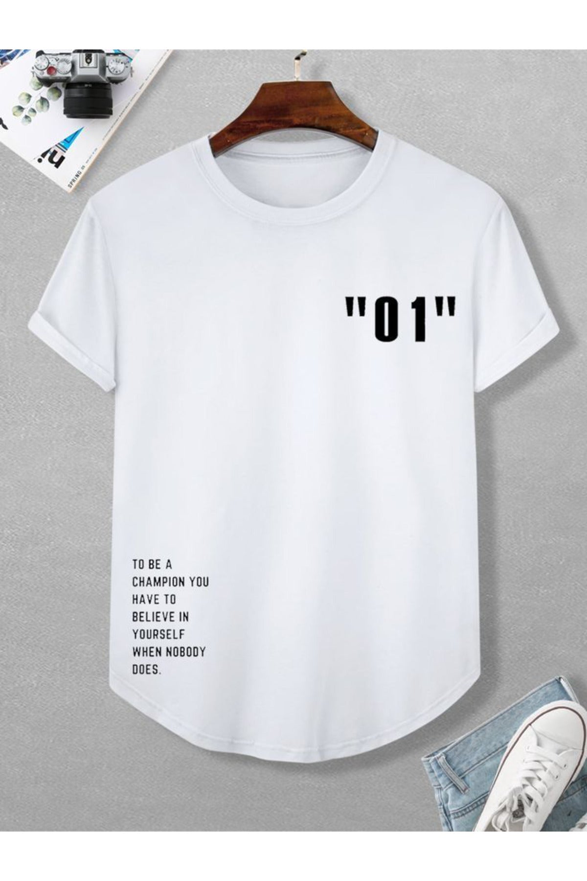 Oval Etek Pamuklu Yazlık Unisex Tshirt Karışık Baskılı