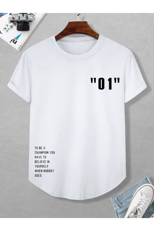 Oval Etek Pamuklu Yazlık Unisex Tshirt Karışık Baskılı