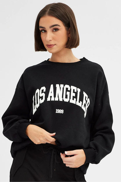LOS 1989 Baskılı Regular Kadın Bisiklet Yaka Sweatshirt