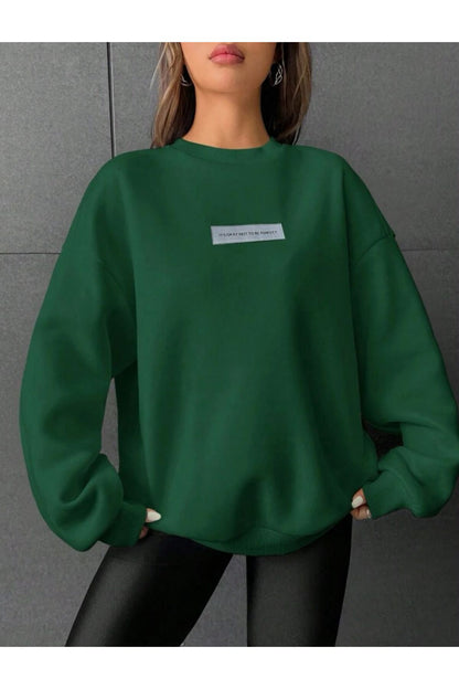 IT'S OKEY NOT TO BE PERFECT Baskılı Bisiklet Yaka Oversize Sweatshirt