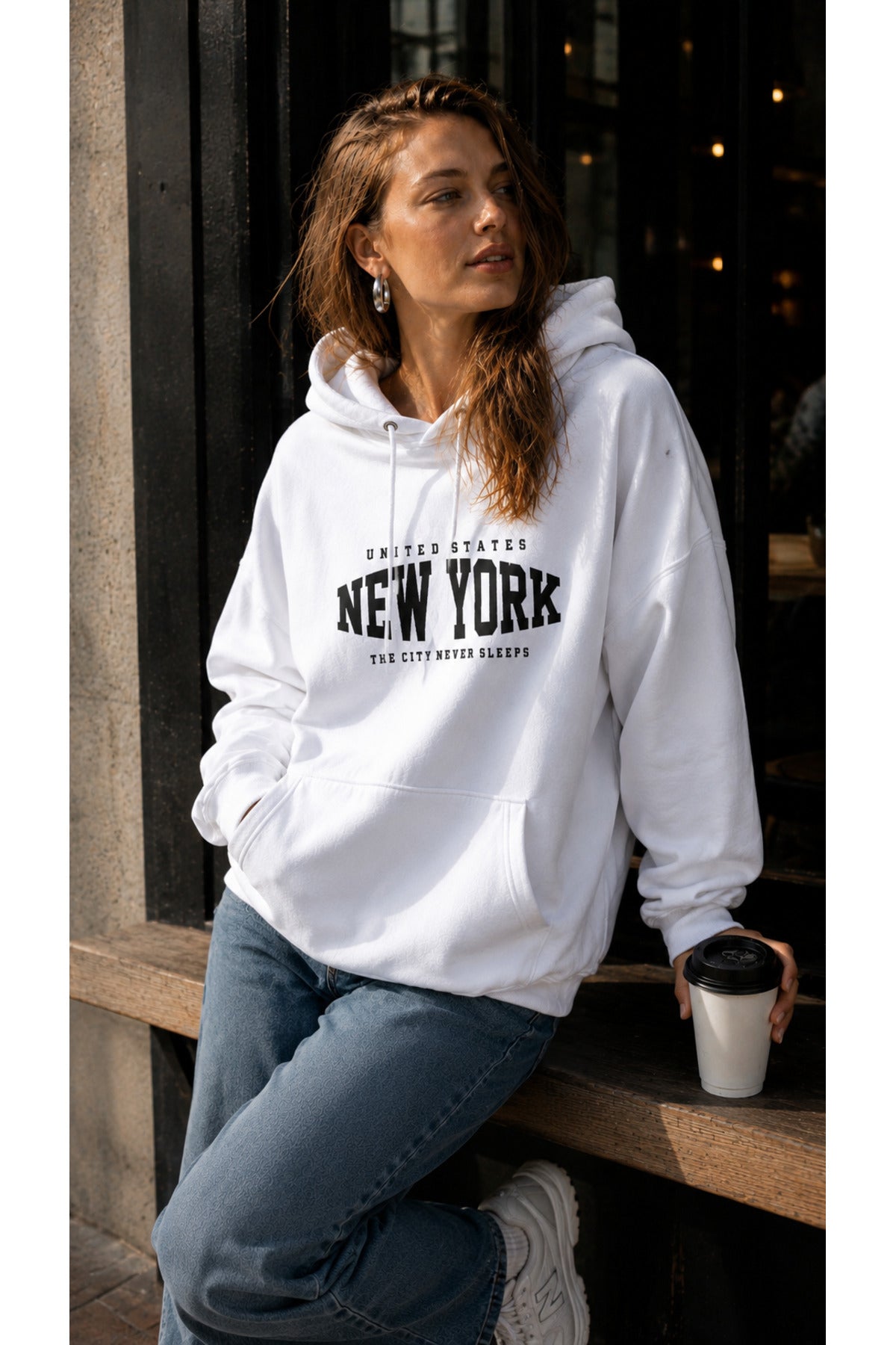 NEW YORK The City Never Sleeps (Kapşonlu 3 İplik Sweatshirt) Unisex