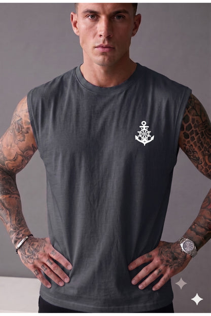 GEMİ ÇAPASI Baskılı Erkek (Sıfır Kol) Sporcu Kolsuz Atlet Tshirt