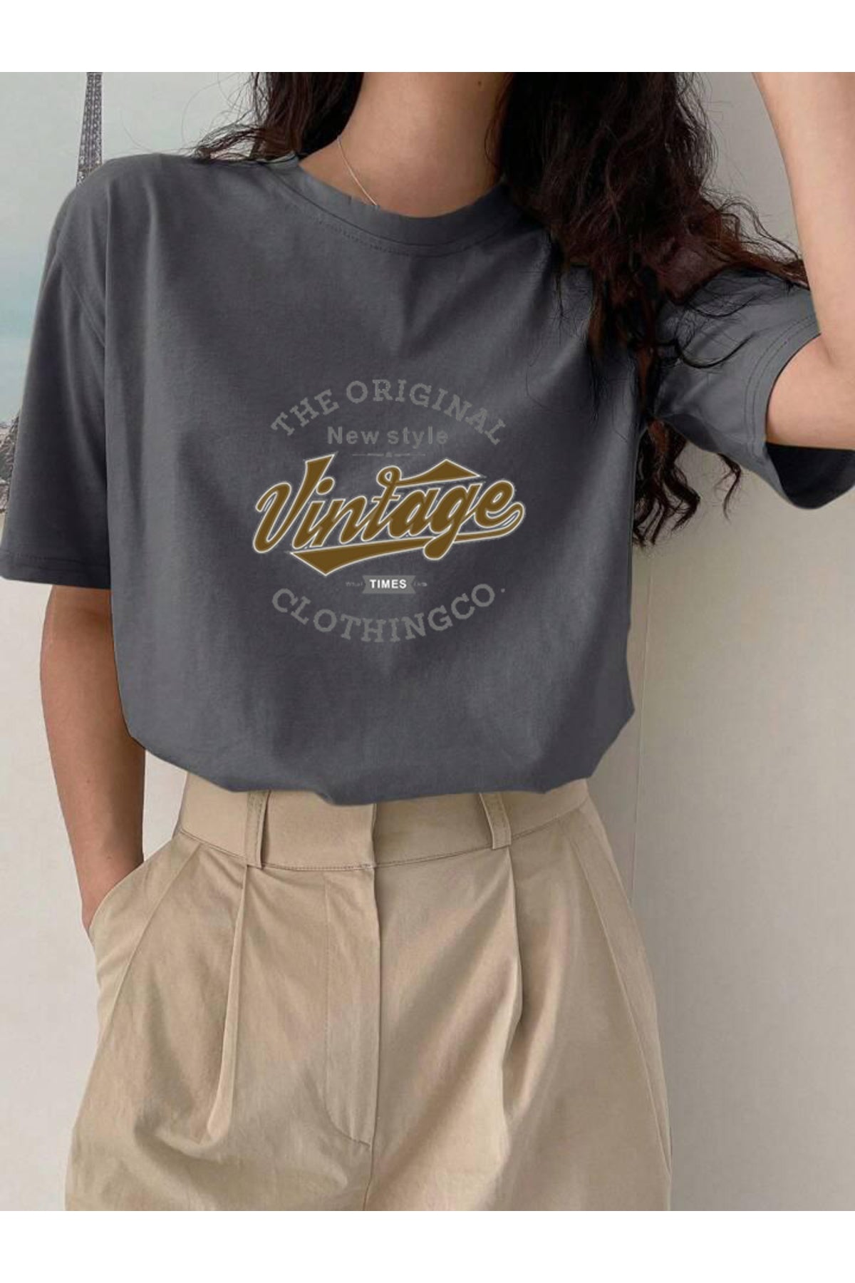Vintage Baskılı Pamuklu Kısa Kol (Oversize) Tshirt
