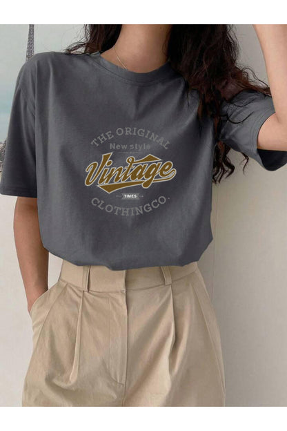 Vintage Baskılı Pamuklu Kısa Kol (Oversize) Tshirt
