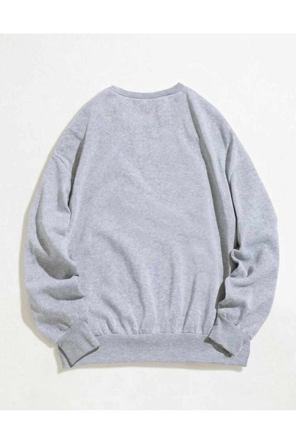 Life Menekşe Baskılı Bisiklet Yaka Sweatshirt