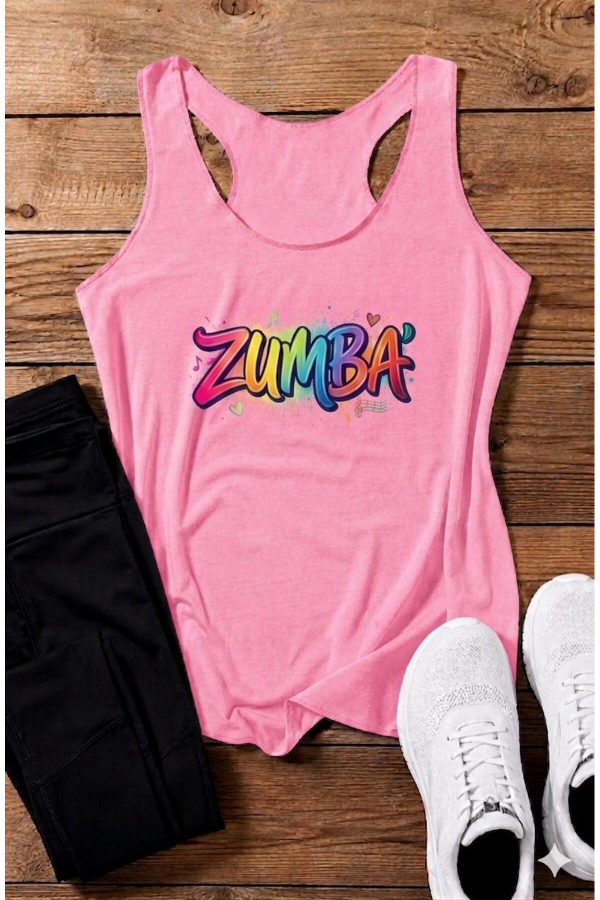 ZUMBA Baskılı YÜZÜCÜ Model Kadın Askılı Tshirt