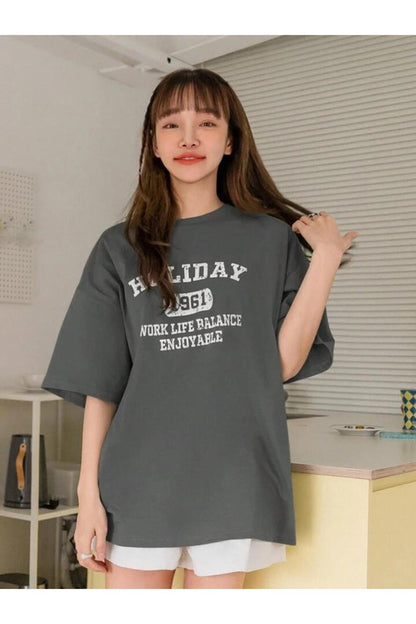 HOLIDAY 1961 Baskılı Pamuklu Kısa Kol (Oversize) Tshirt