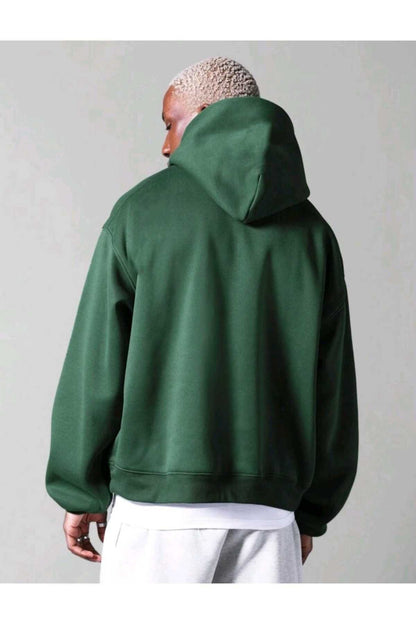 Basic baskısız pamuklu oversize kapüşonlu