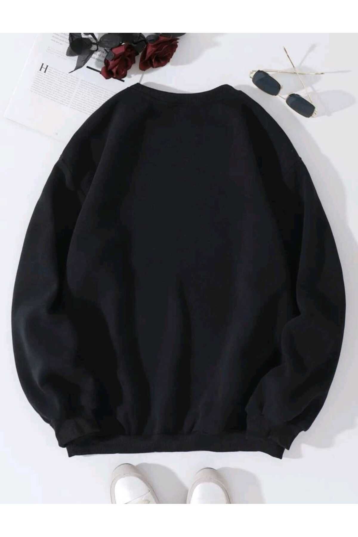 BLOOM & SHINE Baskılı Bisiklet Yaka OVERSIZE Sweatshirt ( GENİŞ KALIP )