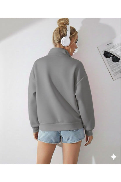 DİK YAKA SOFT KUMAŞ KADIN SWEATSHİRT