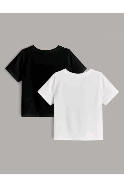 Çoklu Paketler Çocuk Bisiklet Yaka Pamuklu Yazlık T-shirt