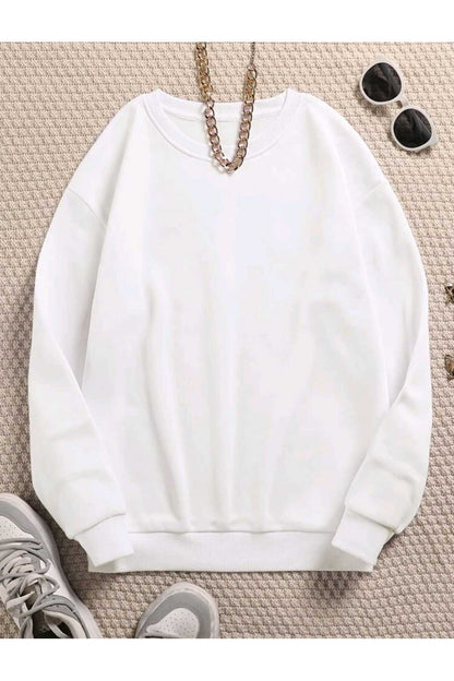 Bisiklet Yaka Sweatshirt Düz Baskısız ( SOFT ) Geniş Kalıp