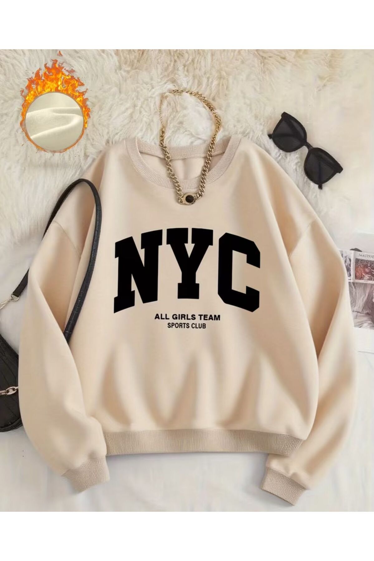 NYC ALL GİRLS TEAM BASKILI SWEATSHİRT