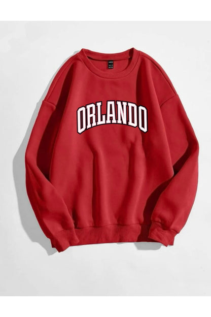 ORLANDO Baskılı Bisiklet Yaka Unisex Sweatshirt