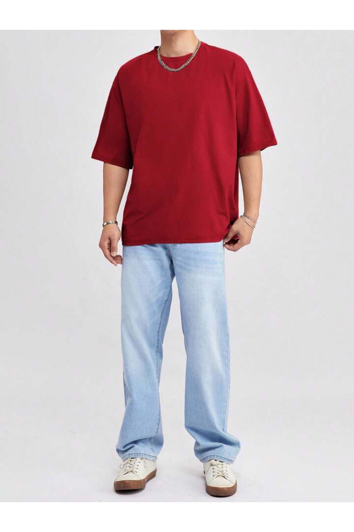 Erkek Giyim Rahat Kesim  Pamuklu Kısa Kol (Oversize) Tshirt