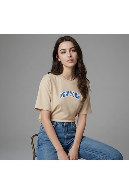 New York Kadın Pamuklu Regular Kalıp Tshirt