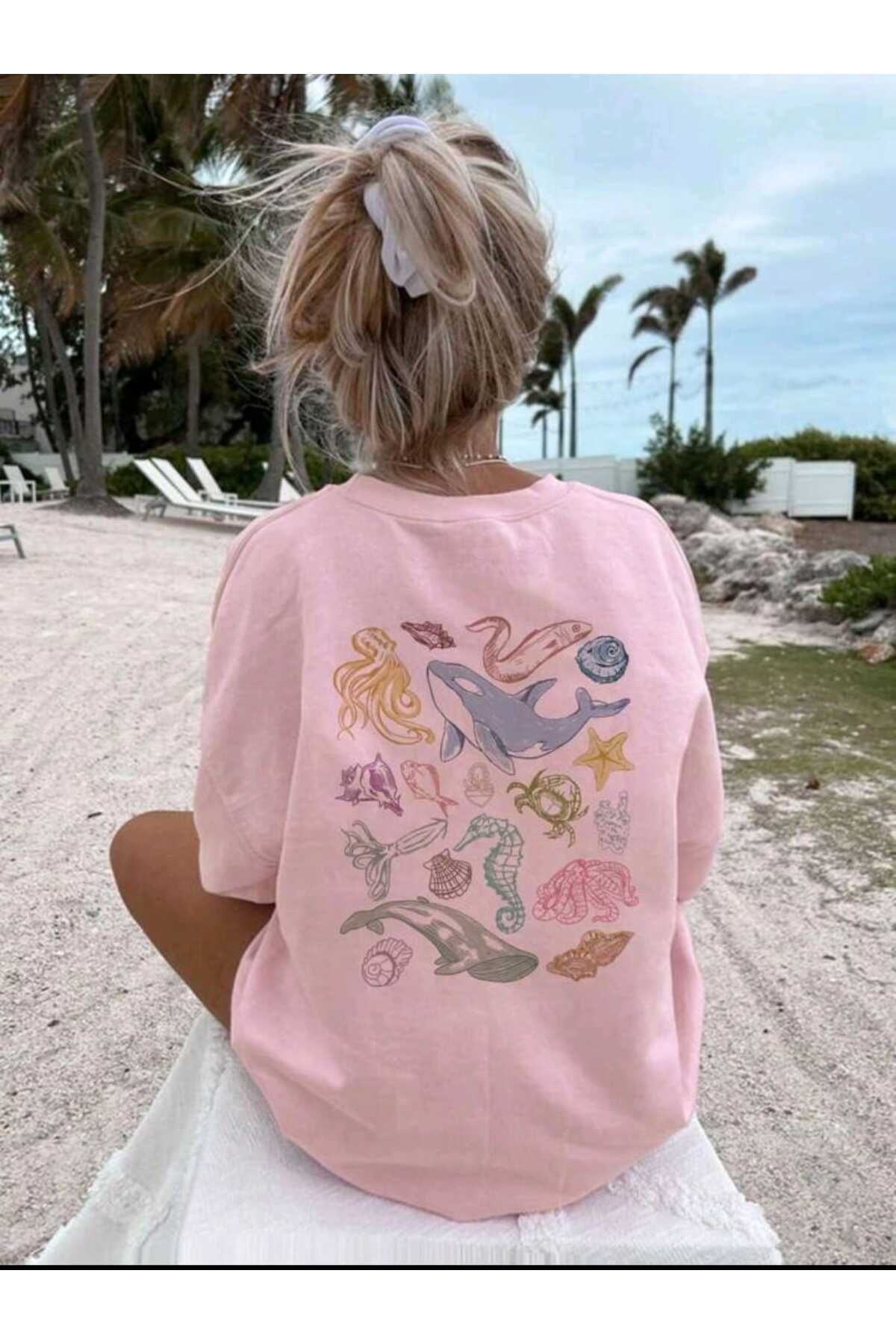 YAZ Koleksiyonu SIRT BASKILI Kadın Tshirt