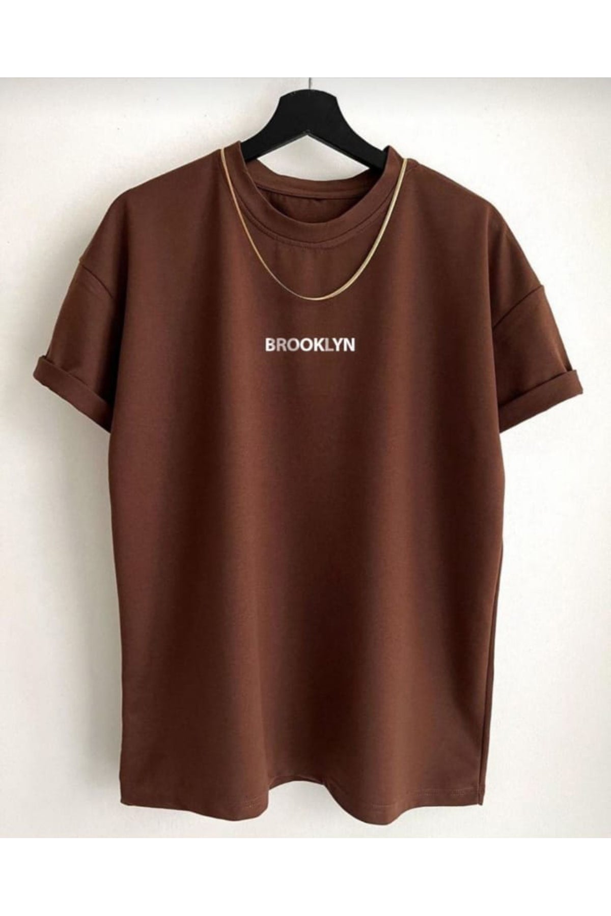 Brooklyn Minimal Baskılı Pamuk Unisex Kısa Kol Tshirt