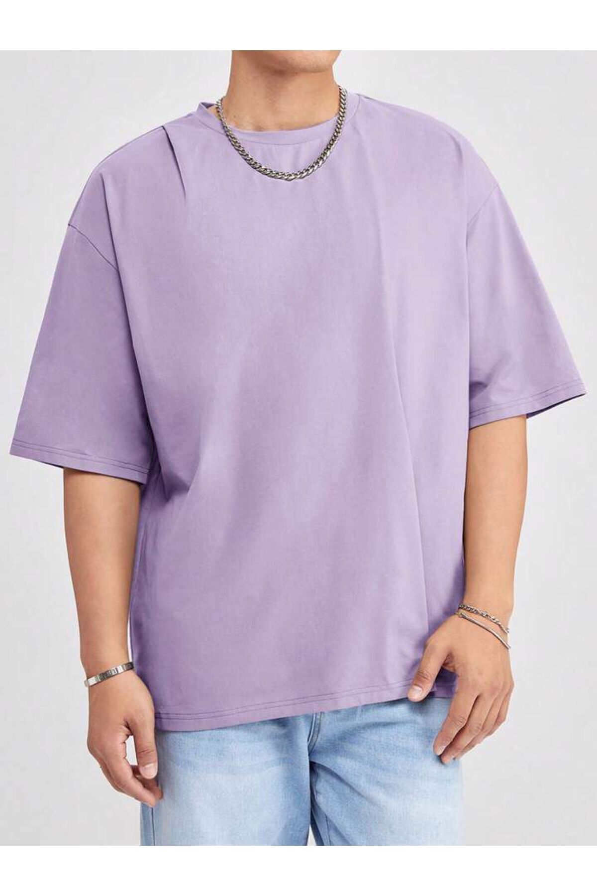 Erkek Giyim Rahat Kesim  Pamuklu Kısa Kol (Oversize) Tshirt