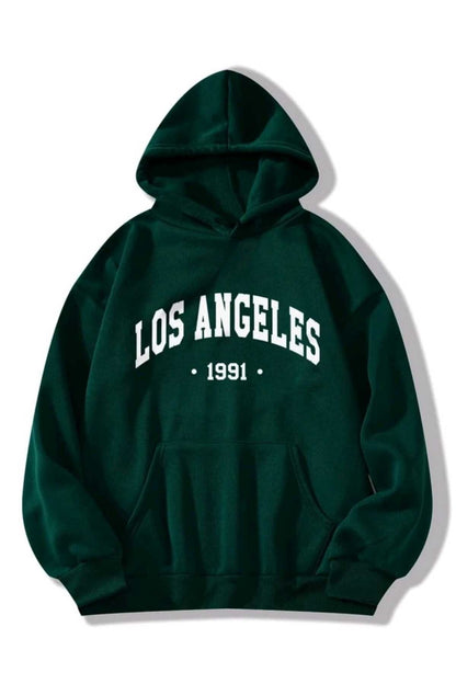 Los Angeles 1991 Baskılı Oversize Spor Sweatshirt Hoodie