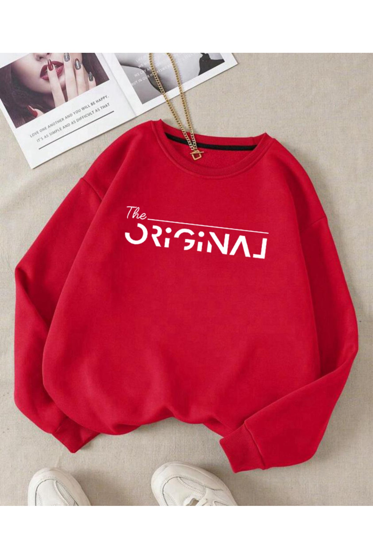 The Original Baskılı Bisiklet Yaka OVERSIZE Sweatshirt