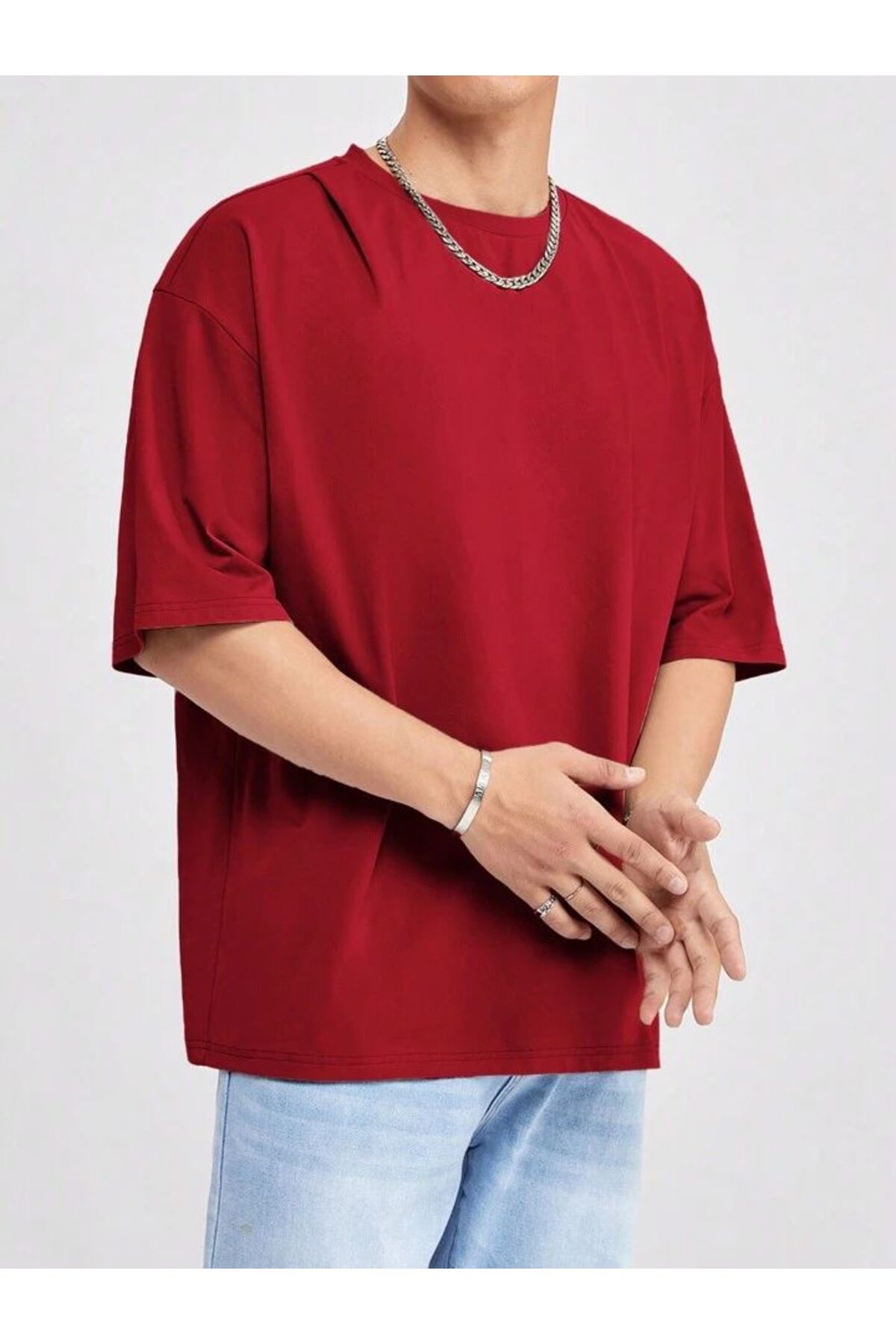 Erkek Giyim Rahat Kesim  Pamuklu Kısa Kol (Oversize) Tshirt