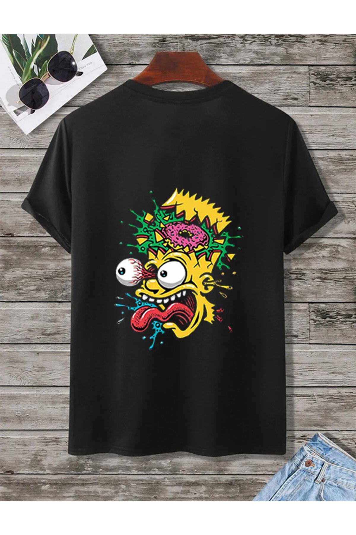 Siyah Oversize T-shırt Simpson Baskılı Unısex