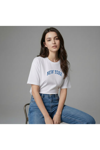 New York Kadın Pamuklu Regular Kalıp Tshirt