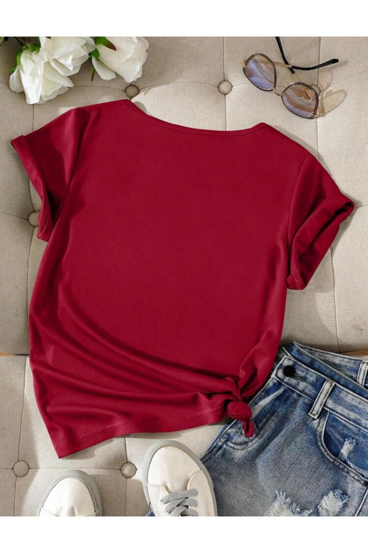 V Yaka (düz Desensiz) Basic Giy Çık Pamuklu Tshirt