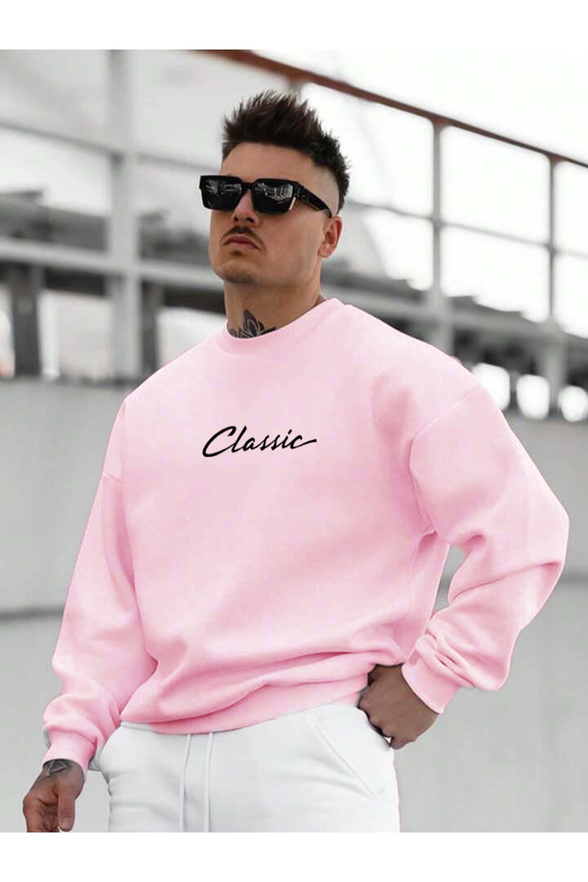 CLASSIC SLOGAN Oversize Bisiklet Yaka Sweatshirt