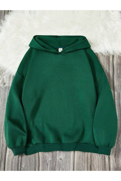 Basic Kapşonlu Sweatshirt Düz Baskısız Oversize ( Geniş Kalıp )