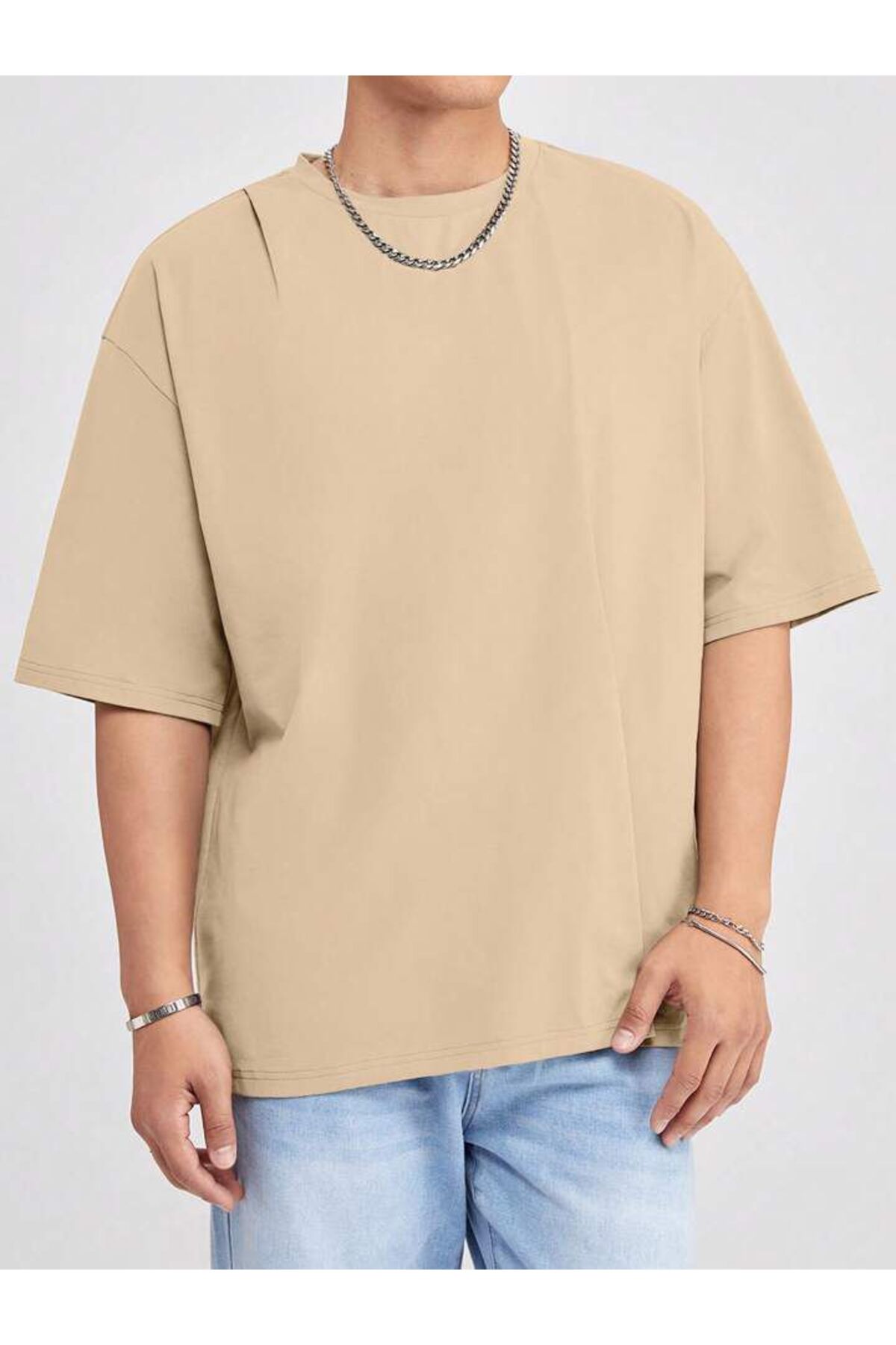 Erkek Giyim Rahat Kesim  Pamuklu Kısa Kol (Oversize) Tshirt