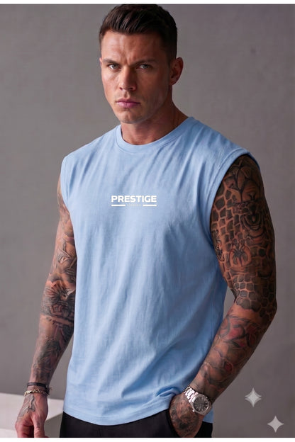 PRESTIGE Baskılı Erkek Sıfır Kol Sporcu Atlet T-shirt (Pamuk/Penye)