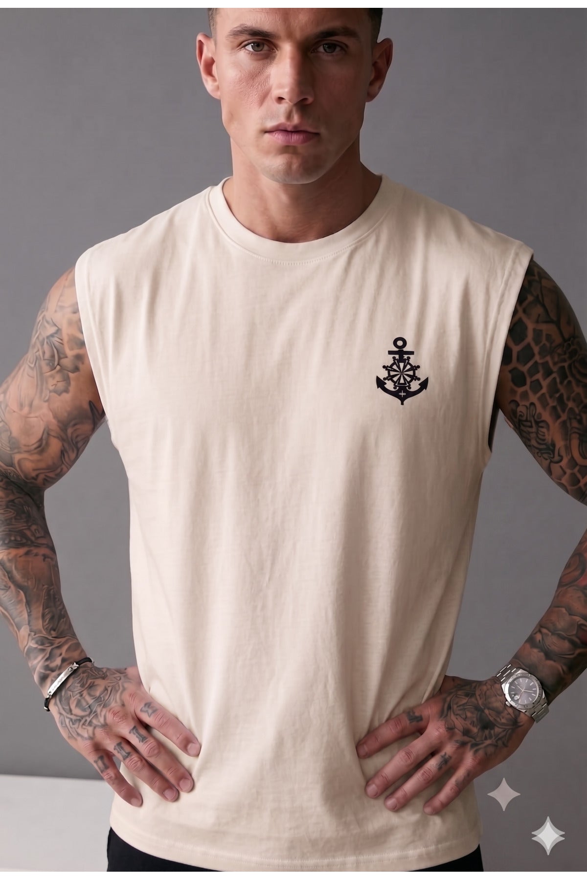 GEMİ ÇAPASI Baskılı Erkek (Sıfır Kol) Sporcu Kolsuz Atlet Tshirt
