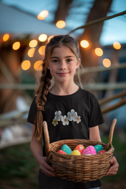 MENEKŞE Kız Çocuk Relax Baskılı Bisiklet Yaka Pamuklu T-shirt