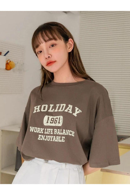 HOLIDAY 1961 Baskılı Pamuklu Kısa Kol (Oversize) Tshirt