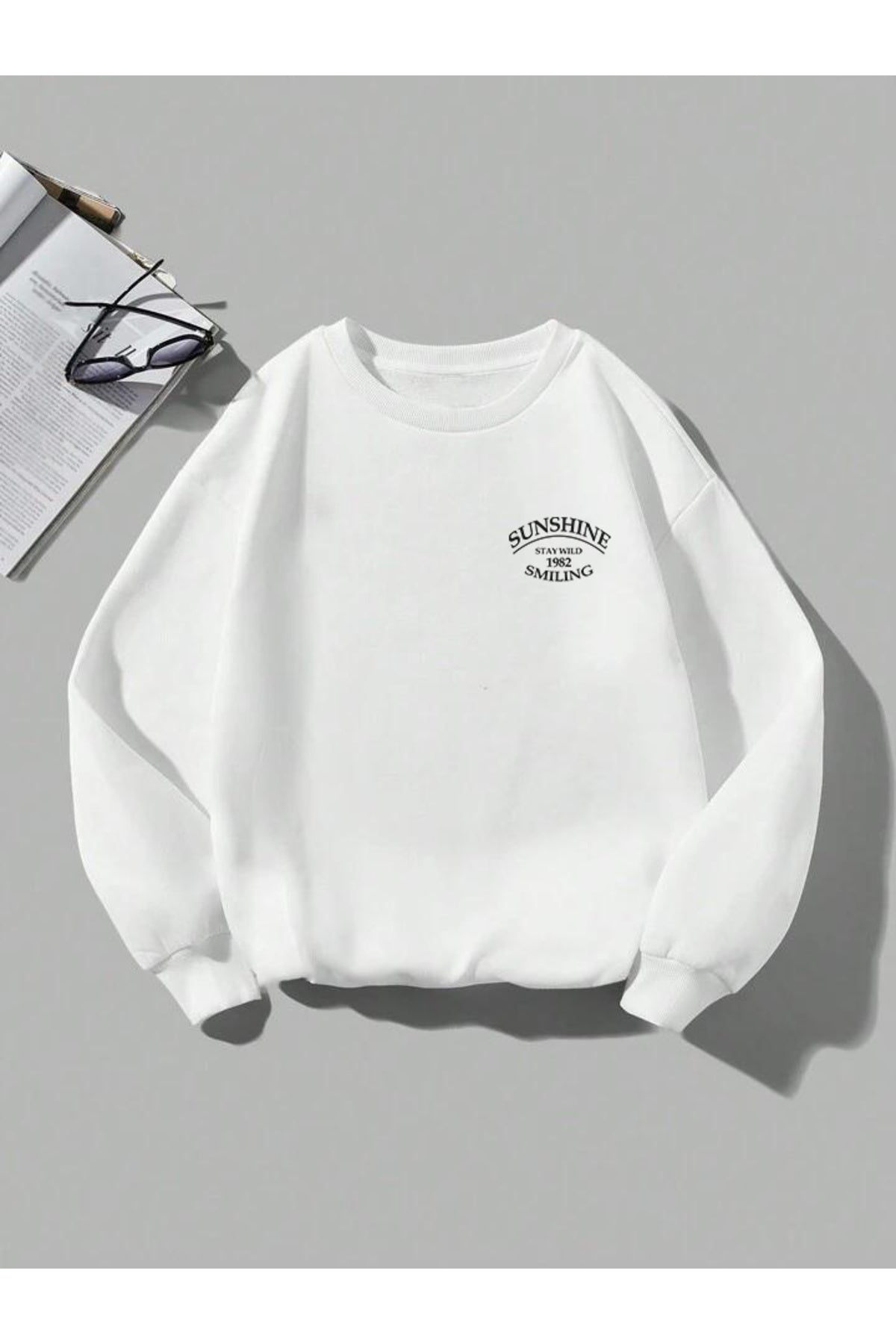 Sweatshirt Sunshine Baskılı Bisiklet Yaka