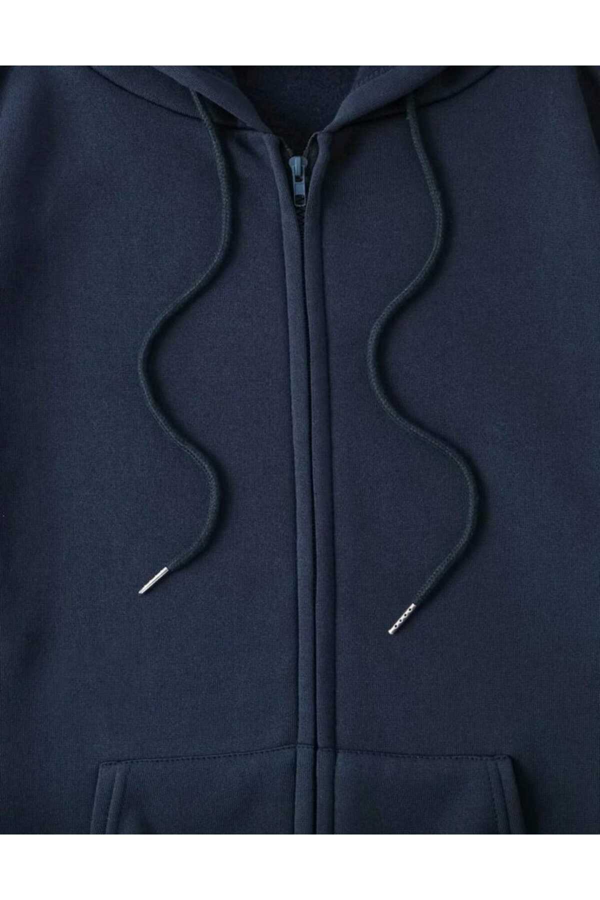 Fermuarlı Kalın Kışlık Şardonlu Unisex Sweatshirt