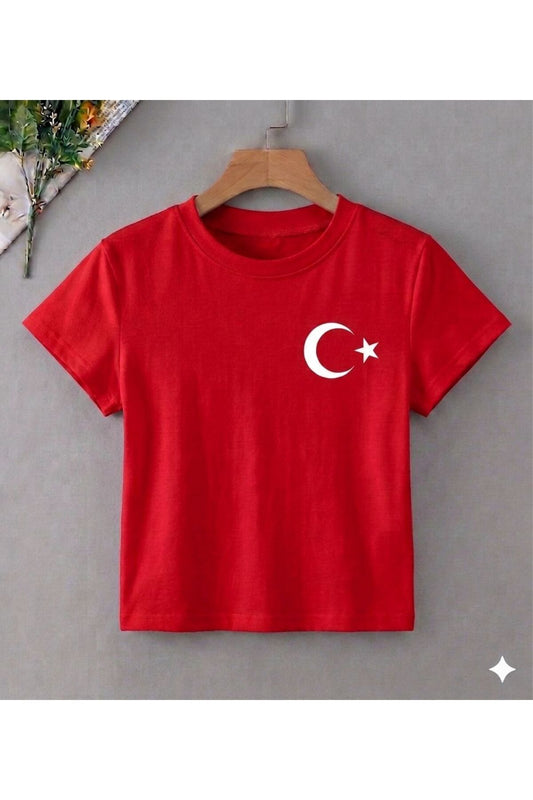 Türk Bayrağı ve ATATÜRK Baskılı Özel Çocuk Tshirt
