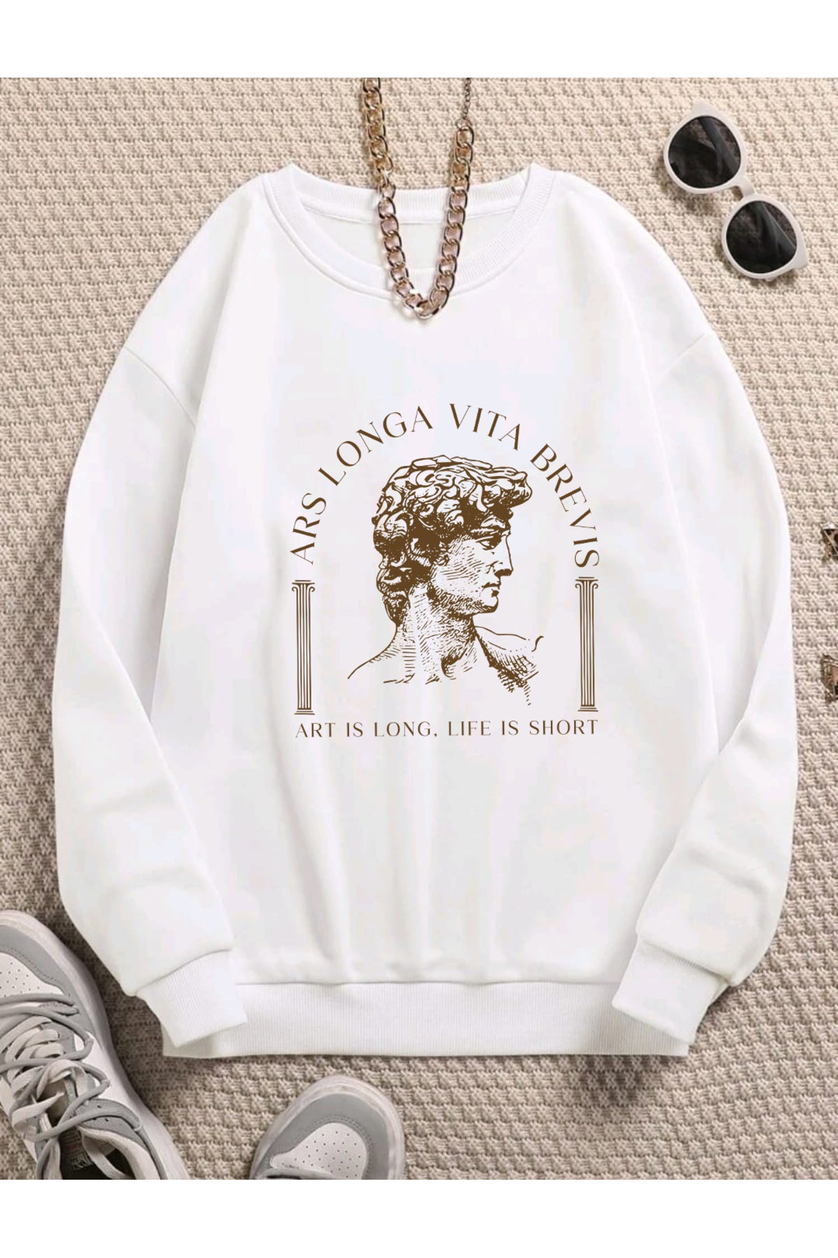 LONGA VİTA Baskılı Bisiklet Yaka Sweatshirt Serisi