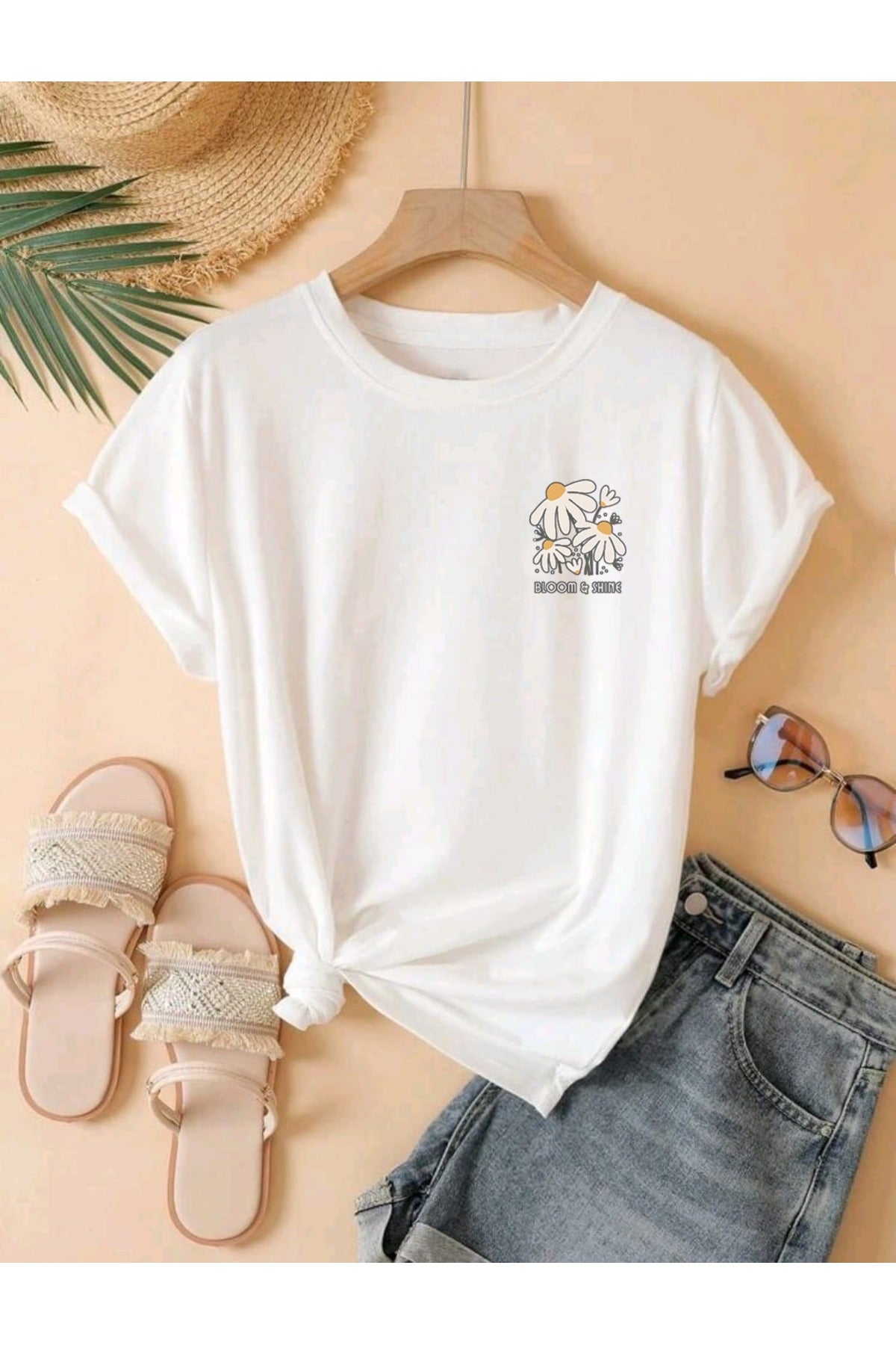 BLOOM SHINE Baskılı UNISEX YAZLIK Pamuklu Kısa Kol Tshirt
