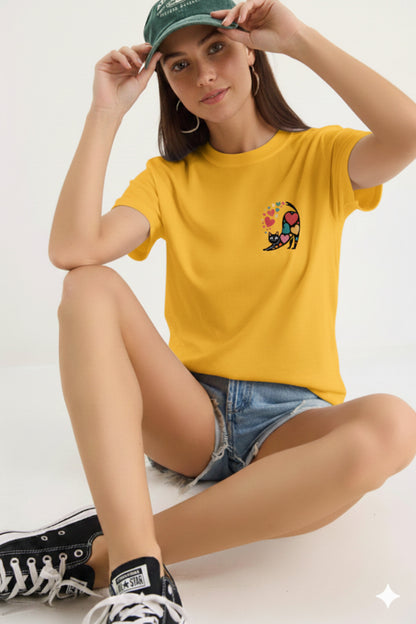 Kalpler ve Kedi Kadın Pamuklu Regular kalıp T-Shirt