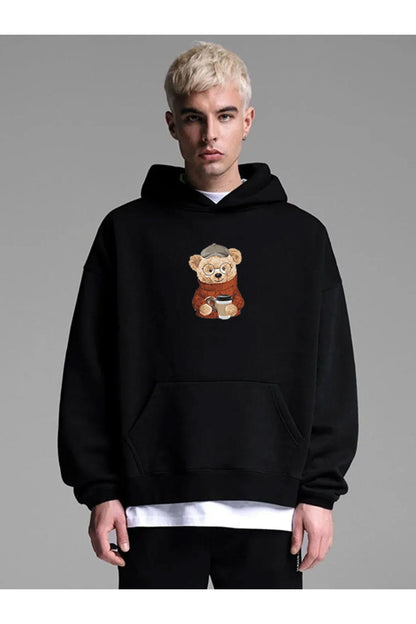 Baskılı Siyah Normal Kalıp Sweatshirt Bear