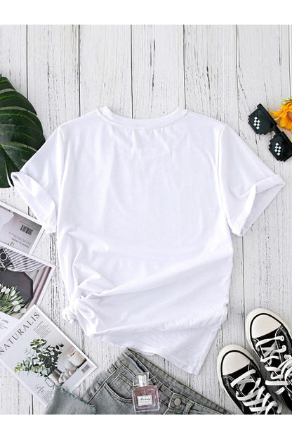 Kalp Baskılı Beyaz Tshirt